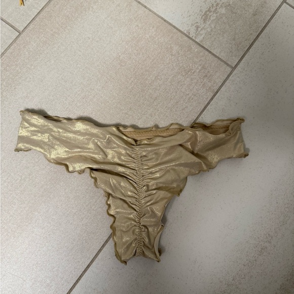 Luli Fama Gold Ruffled Bikini Bottom - Picture 3 of 4